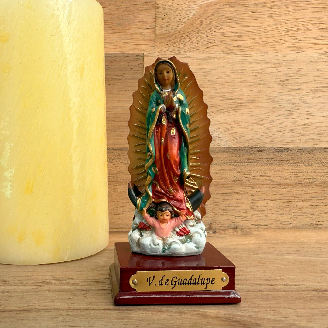 Estatua Virgen de Guadalupe 8cm – figura religiosa católica en resina