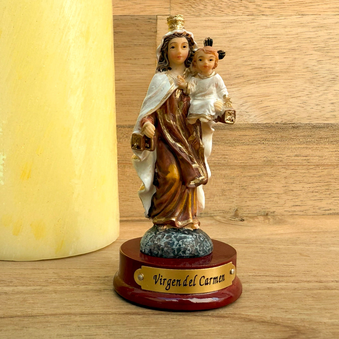 Estatua de Virgen del Carmen de 8 cm – figura religiosa católica en resina
