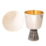 Cáliz Niquelado con Interior Dorado y Base con Escena de la Última Cena – 15 cm – VII Sacramentos Colombia