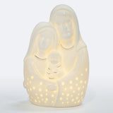 Lámpara de Porcelana Sagrada Familia (16cm) - Luz Cálida y Devoción