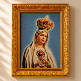 Cuadro Gobelino Virgen de Fátima Marco Dorado 55x41cm