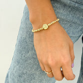 Pulsera de Acero Dorado con Medalla de San Benito