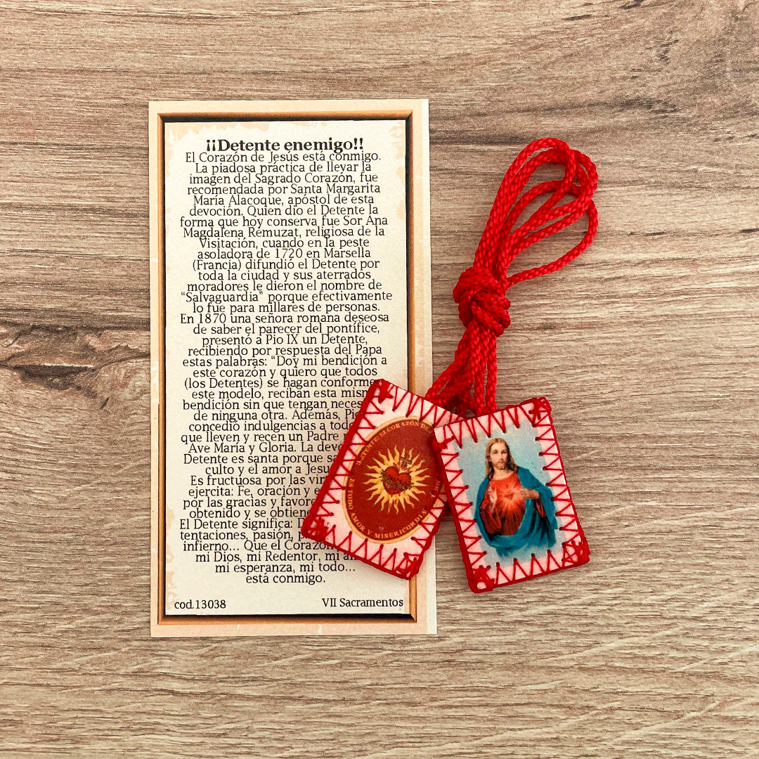 Escapulario Detente con Imagen del Sagrado Corazón – VII Sacramentos Colombia