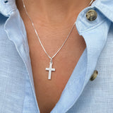 Cadena de Plata con Dije de Cruz Engastado – 45 cm – VII Sacramentos Colombia