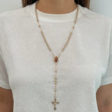 Rosario con Baño de Oro y Cruceta de Guadalupe Resinada – VII Sacramentos Colombia