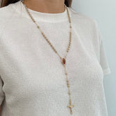 Rosario con Baño de Oro y Cruceta de Guadalupe Resinada – VII Sacramentos Colombia