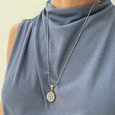 Cadena de Acero Tipo Militar con Medalla de San Benito Bicolor– VII Sacramentos Colombia