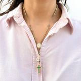 Rosario Murano Verde con Virgen de Guadalupe