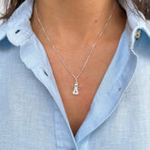 Cadena de Plata con Dije del Ángel de la Guarda Engastado – 45 cm