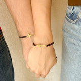 Pulsera Tejida con Cruz de San Benito en Baño de Oro