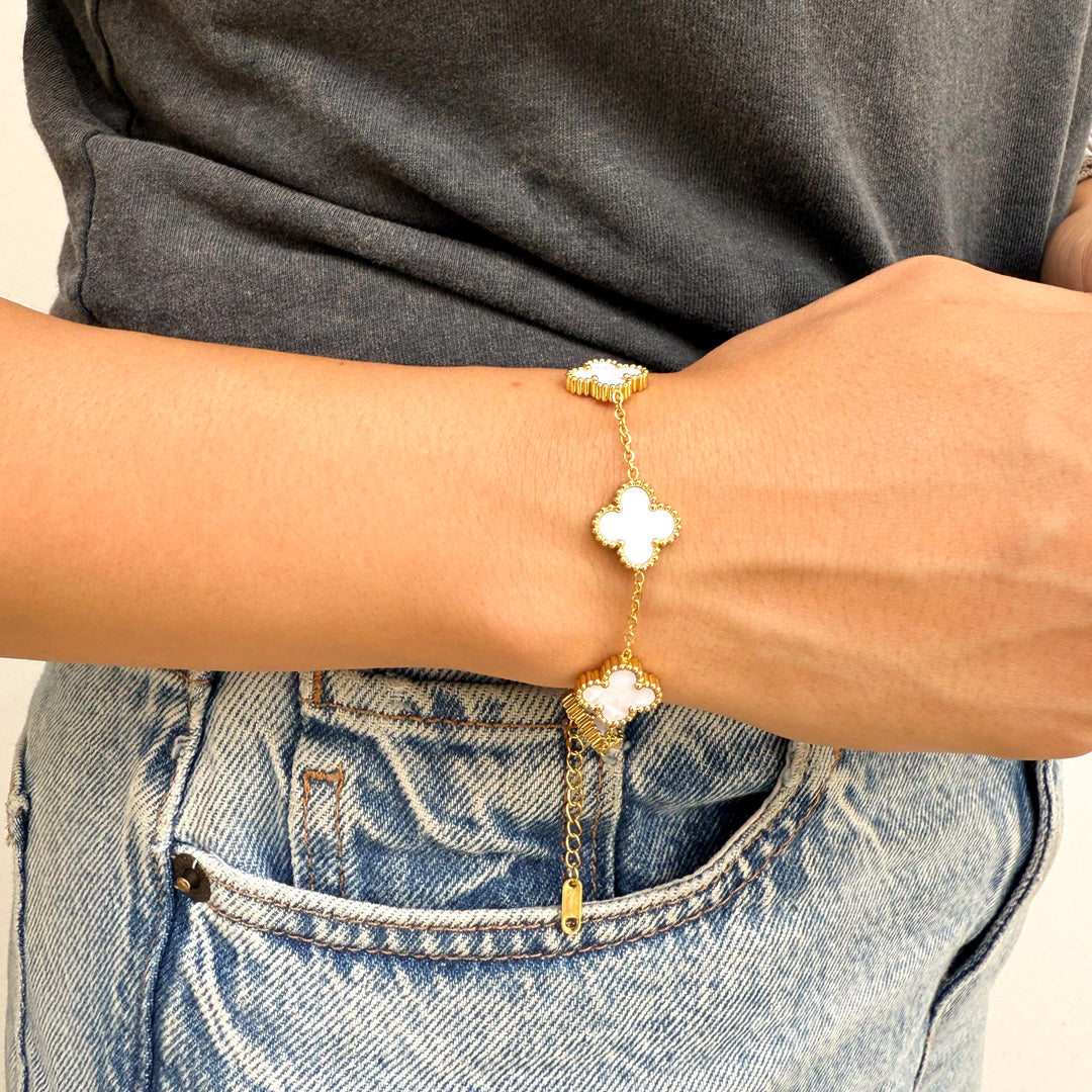 Pulsera Trebol Color Blanca - Van Cleef & Arpels