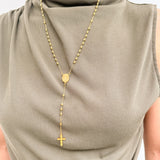 Rosario en Acero Dorado con Cuentas Facetadas