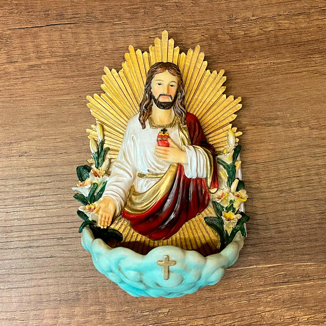Placa de Pared con Pila para Agua del Sagrado Corazón – VII Sacramentos Colombia