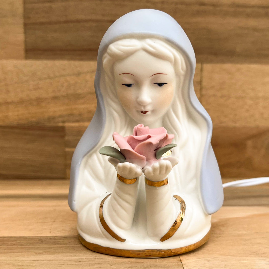 Lámpara Virgen Rosa Mística Manto Azul – VII Sacramentos Colombia