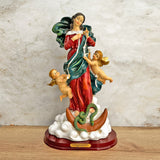 Estatua de la Virgen Desatanudos Base Madera 40cm