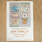 Paquete de 12 Estampas para Primera Comunión Vitral – VII Sacramentos Colombia