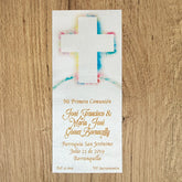 Paquete de 12 Estampas Tipo Separador para Primera Comunión Cruz Colores – VII Sacramentos Colombia