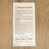 Tarjeta recordatorio para misa de difunto personalizada con oración y nombre – estampa conmemorativa 10 x 5 cm
