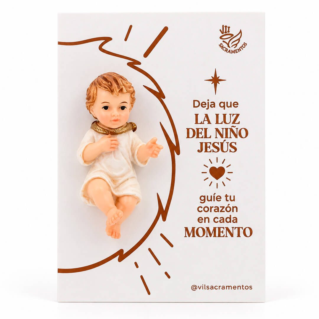 Nino Jesus mini en resina 4.5 cm montado en tarjeta de bendicion