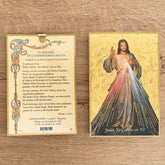 Retablo en Madera para Colgar con Imagen de Jesús de la Divina Misericordia con Guía del Rosario
