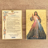Retablo en Madera para Colgar con Imagen de Jesús de la Divina Misericordia con Guía del Rosario