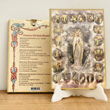 Retablo en Madera para Colgar con Imagen de la Virgen y los Misterios del Rosario