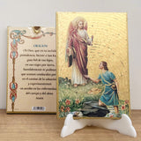 Retablo en Madera para Colgar con Imagen del Arcángel San Rafael y Oración – VII Sacramentos Colombia