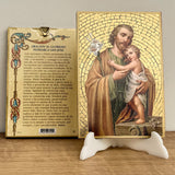 Retablo en Madera para Colgar con Imagen de San José y Oración – VII Sacramentos Colombia