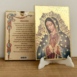 Retablo en Madera para Colgar con Imagen de la Virgen de Guadalupe y Oración – VII Sacramentos Colombia