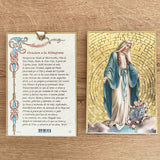 Retablo en Madera para Colgar con Imagen de la Virgen de la Medalla Milagrosa y Oración