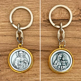 Llavero Medalla Bicolor Virgen del Carmen y el Sagrado Corazón