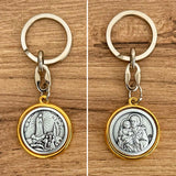 Llavero Medalla Bicolor Virgen de Fatima y San José