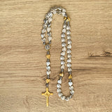 Rosario en Hilo Gris con Medallas de la Virgen de Fátima