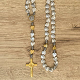 Rosario en Hilo Gris con Medallas de la Virgen de Fátima