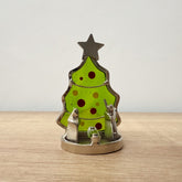 Pesebre Árbol de Navidad con Vitral Verde – 6.5 cm – VII Sacramentos Colombia