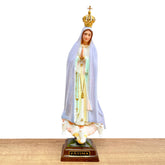 Estatua de la Virgen de Fátima con Manto Sensible al Clima - 28 cm (11”)