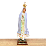 Estatua de la Virgen de Fátima con Manto Sensible al Clima - 28 cm (11”)