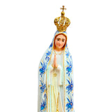 Estatua De La Virgen De Fátima Con Flores Azules De 28cm (11")