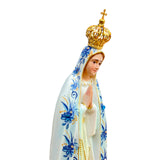 Estatua De La Virgen De Fátima Con Flores Azules De 28cm (11")