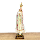Estatua De La Virgen De Fátima Con Flores Rosadas De 28cm (11") – VII Sacramentos Colombia