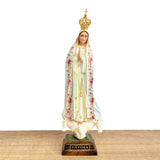 Estatua De La Virgen De Fátima Con Flores Rosadas De 28cm (11") – VII Sacramentos Colombia
