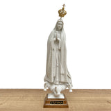Estatua de la Virgen de Fátima Simple con Manto Escarchado - 28 cm (11”) – VII Sacramentos Colombia