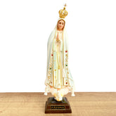 Estatua de la Virgen de Fátima con Manto en Tono Blanco - 28 cm (11”)