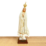 Estatua de la Virgen de Fátima con Manto Escarchado y Ojos Pintados - 28 cm (11”) – VII Sacramentos Colombia
