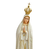 Estatua de la Virgen de Fátima con Manto Escarchado y Ojos Pintados - 28 cm (11”) – VII Sacramentos Colombia