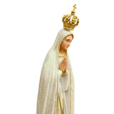 Estatua de la Virgen de Fátima con Manto Escarchado y Ojos Pintados - 28 cm (11”) – VII Sacramentos Colombia