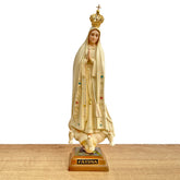 Estatua de la Virgen de Fátima con Acabado Envejecido - 28 cm (11”)