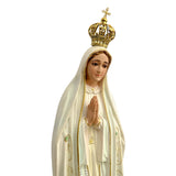 Estatua de la Virgen de Fátima con Manto en Tono Blanco y Detalles Escarchados - 50 cm (19.6”) – VII Sacramentos Colombia