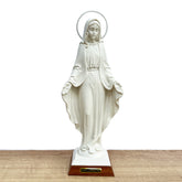 Estatua de la Virgen de la Medalla Milagrosa con Base en Madera - 29 cm (11.4”)