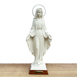 Estatua de la Virgen de la Medalla Milagrosa con Base en Madera - 29 cm (11.4”)